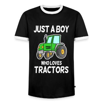 Tractor love tractors saying - Men's Ringer Shirt - black/white - Front - AI Model Female 172 light (172cm) & AI Model Male 178 light (178cm)