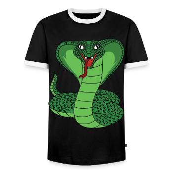 Cobra Schlange Reptil Tierliebhaber Geschenkidee - Männer Kontrast-T-Shirt - Schwarz/Weiß - Vorne - AI Model Female 172 light (172cm) & AI Model Male 178 light (178cm)