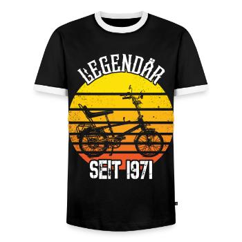Legendär 1971 50. Jahre Bonanza Fahrrad Kult Gang - Männer Kontrast-T-Shirt - Schwarz/Weiß - Vorne - AI Model Female 172 light (172cm) & AI Model Male 178 light (178cm)