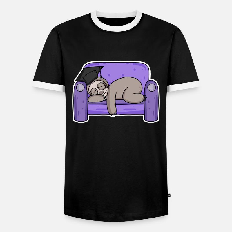 Faultier Student lustig - Männer Kontrast-T-Shirt - Schwarz/Weiß
