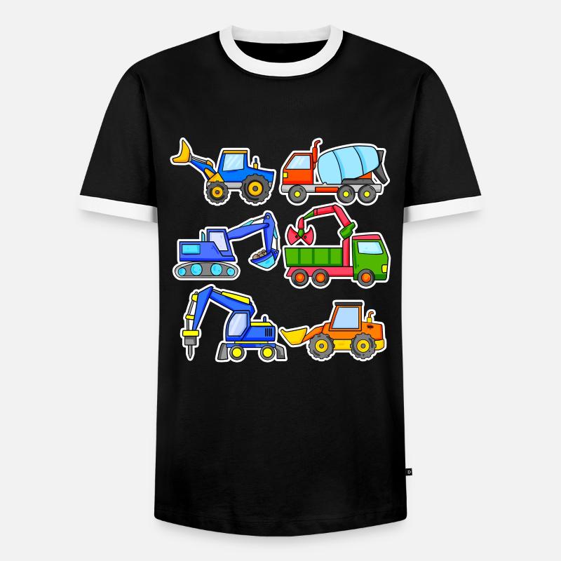 Construction site vehicles - Men's Ringer Shirt - black/white