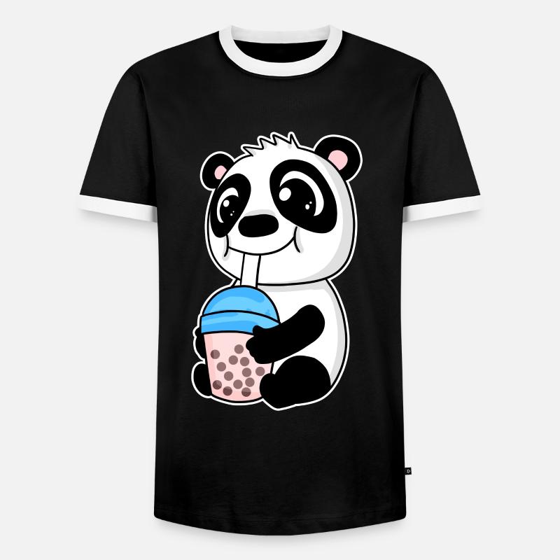 Bubble Tea Panda - Men's Ringer Shirt - black/white