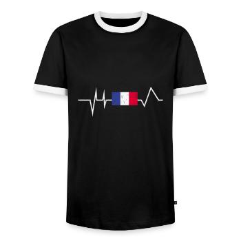 France Gift French FrenchWoman French - Men's Ringer Shirt - black/white - Front - AI Model Female 172 light (172cm) & AI Model Male 178 light (178cm)