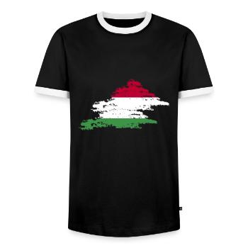 Hongrie Drapeau hongrois Hungary - T-shirt contrasté Homme - noir/blanc - Devant - AI Model Female 172 light (172cm) & AI Model Male 178 light (178cm)