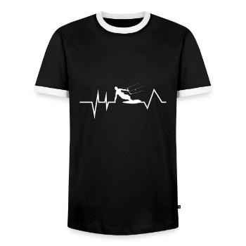 Kitesurf kitesurf kite rythme cardiaque - T-shirt contrasté Homme - noir/blanc - Devant - AI Model Female 172 light (172cm) & AI Model Male 178 light (178cm)