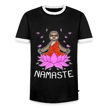 Yoga Namaste Sloth - Men's Ringer Shirt - black/white - Front - AI Model Female 172 light (172cm) & AI Model Male 178 light (178cm)