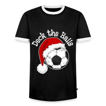 Football fans Christmas design Christmas shirts - Men's Ringer Shirt - black/white - Front - AI Model Female 172 light (172cm) & AI Model Male 178 light (178cm)