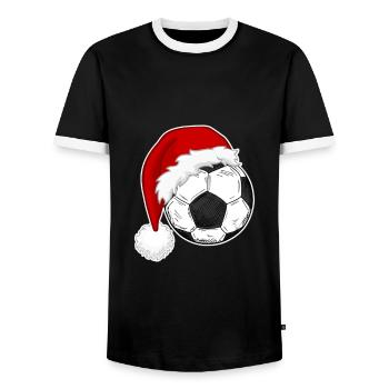 Christmas Football players football fans - Men's Ringer Shirt - black/white - Front - AI Model Female 172 light (172cm) & AI Model Male 178 light (178cm)