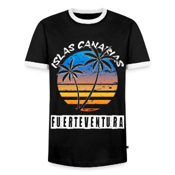 Fuerteventura Sommer Sonne Strand Meer Palmen - Männer Kontrast-T-Shirt - Schwarz/Weiß - Vorne - AI Model Female 172 light (172cm) & AI Model Male 178 light (178cm)