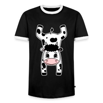 Turnen Sport Handstand Kuh - Männer Kontrast-T-Shirt - Schwarz/Weiß - Vorne - AI Model Female 172 light (172cm) & AI Model Male 178 light (178cm)
