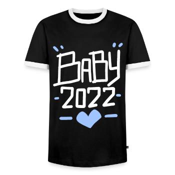 Bébé 2022 - Fils biologique enceinte 2022 - T-shirt contrasté Homme - noir/blanc - Devant - AI Model Female 172 light (172cm) & AI Model Male 178 light (178cm)
