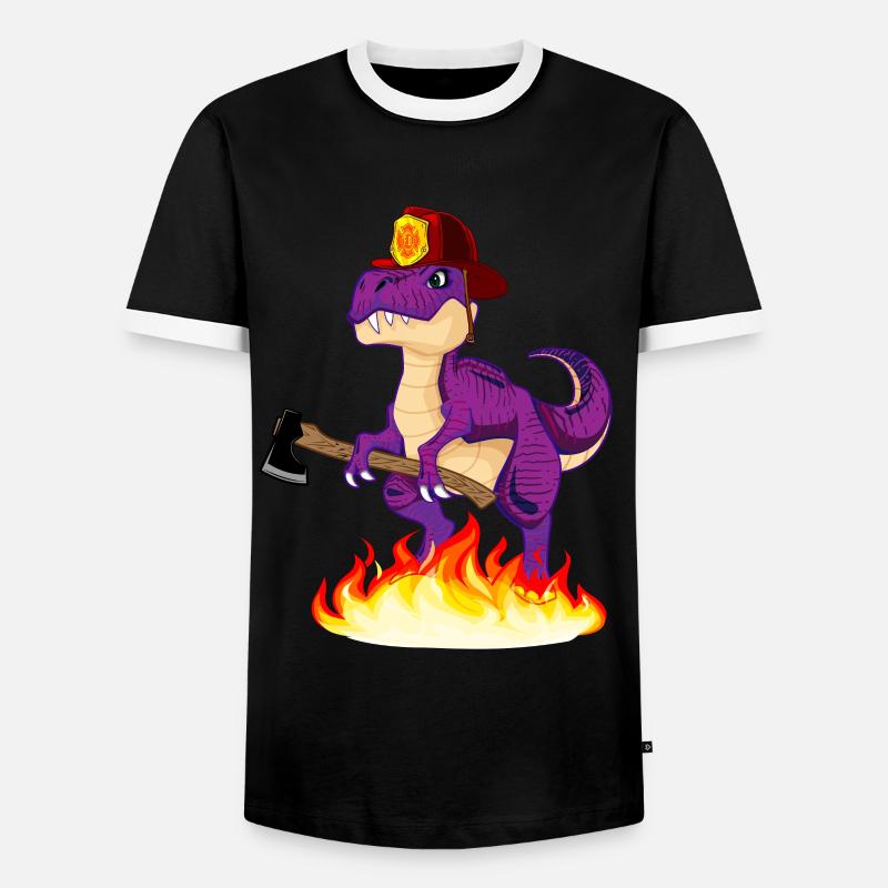 Fire Brigade Dinosaurs - Men's Ringer Shirt - black/white