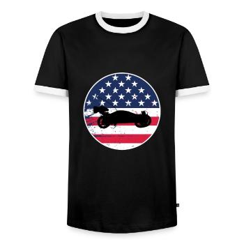 RC Buggy Racer model cars hobby USA Flag USA - Men's Ringer Shirt - black/white - Front - AI Model Female 172 light (172cm) & AI Model Male 178 light (178cm)