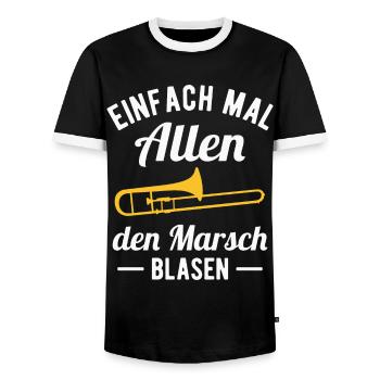 Posaunist Musiker Posaune Orchester Blasmusik - Männer Kontrast-T-Shirt - Schwarz/Weiß - Vorne - AI Model Female 172 light (172cm) & AI Model Male 178 light (178cm)
