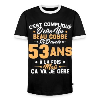 Cadeau d'anniversaire Beau gosse et d'avoir 53 ans - T-shirt contrasté Homme - noir/blanc - Devant - AI Model Female 172 light (172cm) & AI Model Male 178 light (178cm)