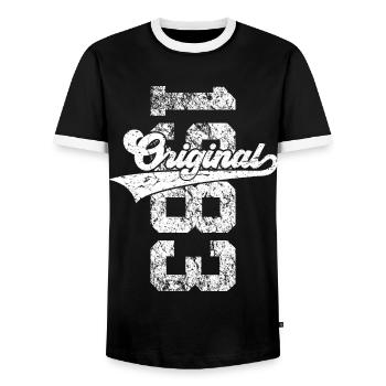 43RD BIRTHDAY ORIGINAL 1983 - Men's Ringer Shirt - black/white - Front - AI Model Female 172 light (172cm) & AI Model Male 178 light (178cm)