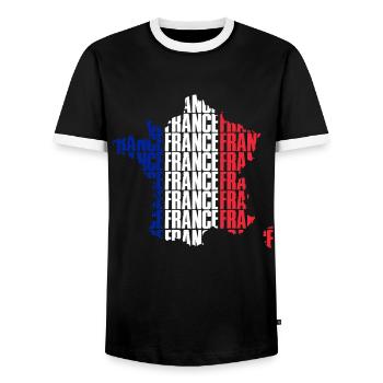 Frankreich - Männer Kontrast-T-Shirt - Schwarz/Weiß - Vorne - AI Model Female 172 light (172cm) & AI Model Male 178 light (178cm)