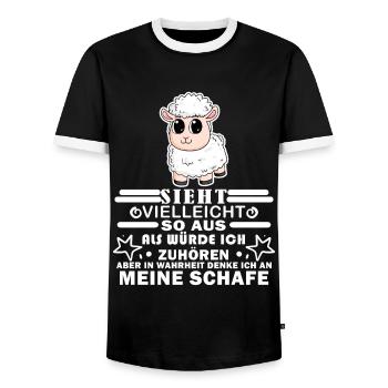 Schafe Schaf Schafzüchter Geschenk - Männer Kontrast-T-Shirt - Schwarz/Weiß - Vorne - AI Model Female 172 light (172cm) & AI Model Male 178 light (178cm)