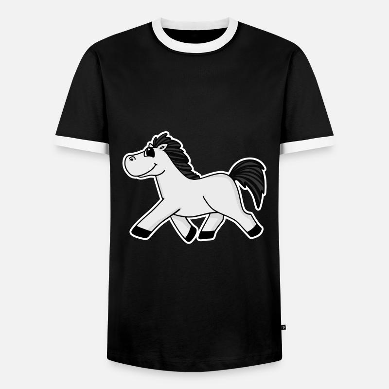 Pferd Pferde Hauspferd - Männer Kontrast-T-Shirt - Schwarz/Weiß