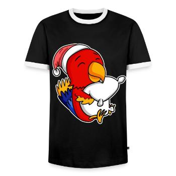 Papagei Weihnachten Schlafen Schlaf Ausschlafen - Männer Kontrast-T-Shirt - Schwarz/Weiß - Vorne - AI Model Female 172 light (172cm) & AI Model Male 178 light (178cm)