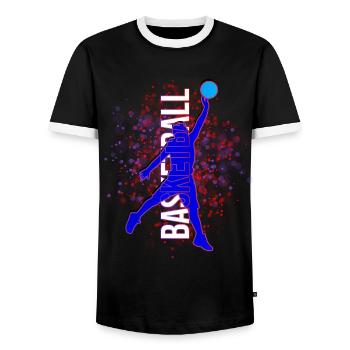 Basketballspieler - Basketball - BBall - Basketball - Männer Kontrast-T-Shirt - Schwarz/Weiß - Vorne - AI Model Female 172 light (172cm) & AI Model Male 178 light (178cm)