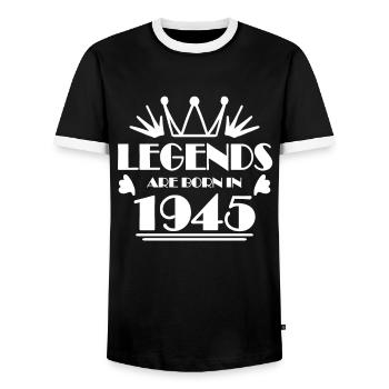 1945 - Jahrgang 1945 - Baujahr 1945 Geschenk - Männer Kontrast-T-Shirt - Schwarz/Weiß - Vorne - AI Model Female 172 light (172cm) & AI Model Male 178 light (178cm)