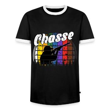 Chasse chasse - T-shirt contrasté Homme - noir/blanc - Devant - AI Model Female 172 light (172cm) & AI Model Male 178 light (178cm)