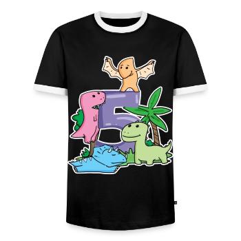5 Jahre alt - 5. Geburtstag mit Tier Motiv - Männer Kontrast-T-Shirt - Schwarz/Weiß - Vorne - AI Model Female 172 light (172cm) & AI Model Male 178 light (178cm)