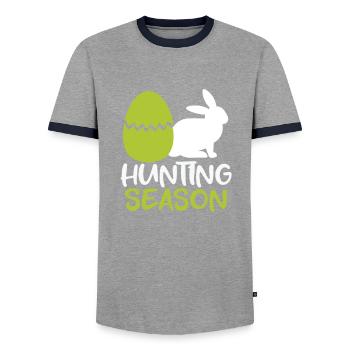 Joyeux lapin de Pâques drôle de jour de Pâques - T-shirt contrasté Homme - gris/marine  - Devant - AI Model Female 172 light (172cm) & AI Model Male 178 light (178cm)