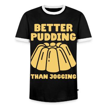 Mieux vaut le pudding que le jogging - Custard - T-shirt contrasté Homme - noir/blanc - Devant - AI Model Female 172 light (172cm) & AI Model Male 178 light (178cm)
