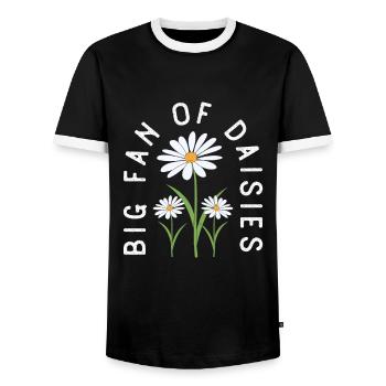 Marguerite à la fleur d’oie - T-shirt contrasté Homme - noir/blanc - Devant - AI Model Female 172 light (172cm) & AI Model Male 178 light (178cm)