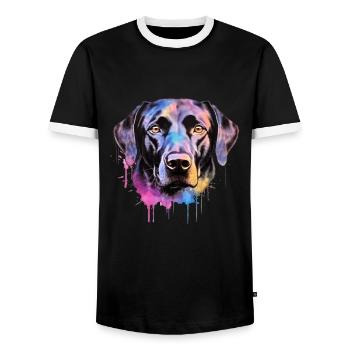 Ein farbenfroher Labrador im Watercolor Style - Männer Kontrast-T-Shirt - Schwarz/Weiß - Vorne - AI Model Female 172 light (172cm) & AI Model Male 178 light (178cm)