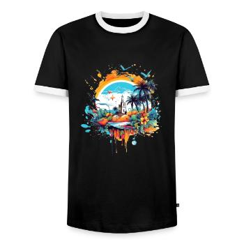 Sommerliches Design - Männer Kontrast-T-Shirt - Schwarz/Weiß - Vorne - AI Model Female 172 light (172cm) & AI Model Male 178 light (178cm)