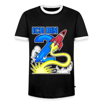 2 Birthday Boy Astronaut Rocket - deux ans - T-shirt contrasté Homme - noir/blanc - Devant - AI Model Female 172 light (172cm) & AI Model Male 178 light (178cm)