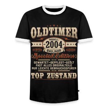 Oldtimer Baujahr 2004 Jahrgang Geburtstag Geschenk - Männer Kontrast-T-Shirt - Schwarz/Weiß - Vorne - AI Model Female 172 light (172cm) & AI Model Male 178 light (178cm)