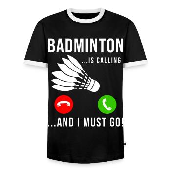 Badminton Spieler Lustiger Federball Mannschaft Badminton - Männer Kontrast-T-Shirt - Schwarz/Weiß - Vorne - AI Model Female 172 light (172cm) & AI Model Male 178 light (178cm)