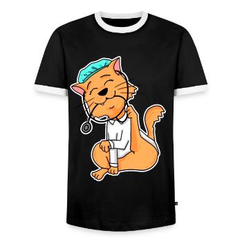 Animal Veterinarian Veterinary Medicine Gift - Men's Ringer Shirt - black/white - Front - AI Model Female 172 light (172cm) & AI Model Male 178 light (178cm)