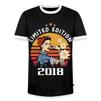 Retro Geburtsjahr 2018 Vintage Geburtstag 2018 - Männer Kontrast-T-Shirt - Schwarz/Weiß - Vorne - AI Model Female 172 light (172cm) & AI Model Male 178 light (178cm)
