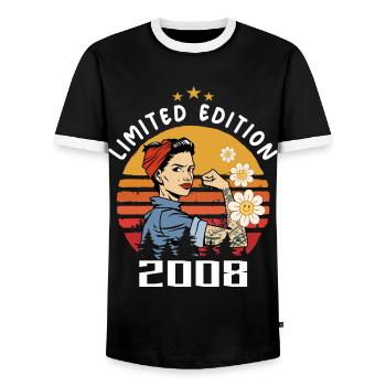 Retro Geburtsjahr 2008 Vintage Geburtstag 2008 - Männer Kontrast-T-Shirt - Schwarz/Weiß - Vorne - AI Model Female 172 light (172cm) & AI Model Male 178 light (178cm)