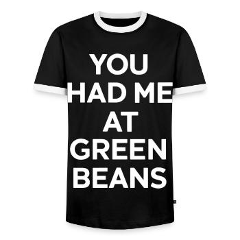 Grüne Bohnen - Männer Kontrast-T-Shirt - Schwarz/Weiß - Vorne - AI Model Female 172 light (172cm) & AI Model Male 178 light (178cm)
