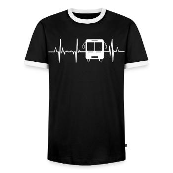 Bus Heartbeat - Men's Ringer Shirt - black/white - Front - AI Model Female 172 light (172cm) & AI Model Male 178 light (178cm)