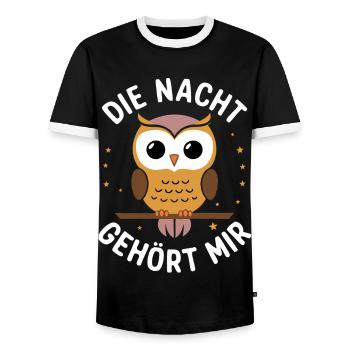 oiseau de nuit hibou hibou oiseau - T-shirt contrasté Homme - noir/blanc - Devant - AI Model Female 172 light (172cm) & AI Model Male 178 light (178cm)