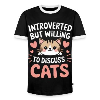 Introvert, antisocial, introvert - Men's Ringer Shirt - black/white - Front - AI Model Female 172 light (172cm) & AI Model Male 178 light (178cm)