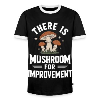 Mushroom Mushrooms Funghi Mushroom - Men's Ringer Shirt - black/white - Front - AI Model Female 172 light (172cm) & AI Model Male 178 light (178cm)