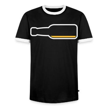 Beer Bottle Empty (Beer Beer Symbol / NEG 2C) - Men's Ringer Shirt - black/white - Front - AI Model Female 172 light (172cm) & AI Model Male 178 light (178cm)