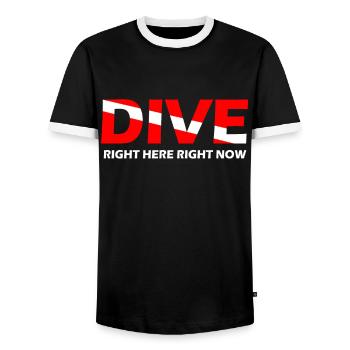 Dive Right Here Right Now Diver Taucher - Männer Kontrast-T-Shirt - Schwarz/Weiß - Vorne - AI Model Female 172 light (172cm) & AI Model Male 178 light (178cm)