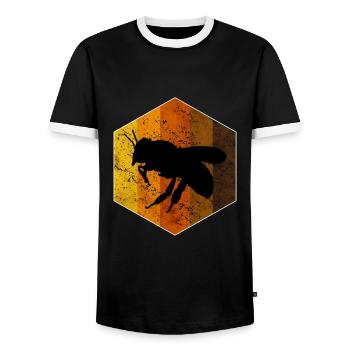 Retro Biene T-Shirt Bienen - Männer Kontrast-T-Shirt - Schwarz/Weiß - Vorne - AI Model Female 172 light (172cm) & AI Model Male 178 light (178cm)