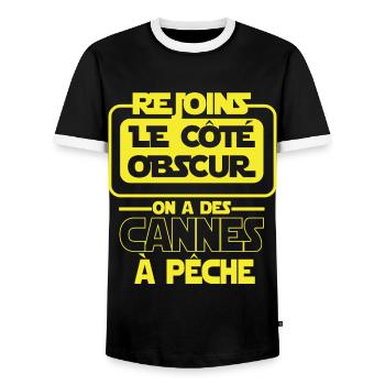 Rejoins le côté obscur - star-wars pêche pêcheur - T-shirt contrasté Homme - noir/blanc - Devant - AI Model Female 172 light (172cm) & AI Model Male 178 light (178cm)