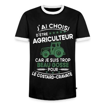 J'ai choisi d'être agriculteur - humour cadeau - T-shirt contrasté Homme - noir/blanc - Devant - AI Model Female 172 light (172cm) & AI Model Male 178 light (178cm)
