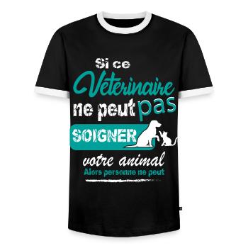 Vétérinaire cadeau humour - T-shirt contrasté Homme - noir/blanc - Devant - AI Model Female 172 light (172cm) & AI Model Male 178 light (178cm)